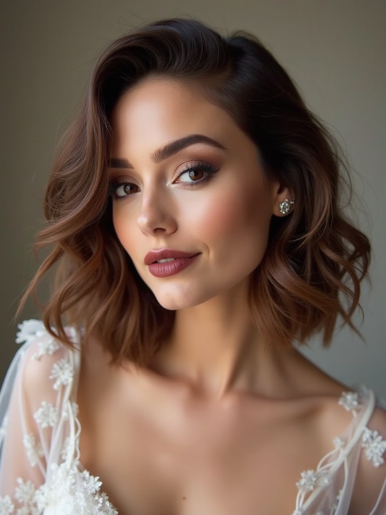 face framing lob with veil