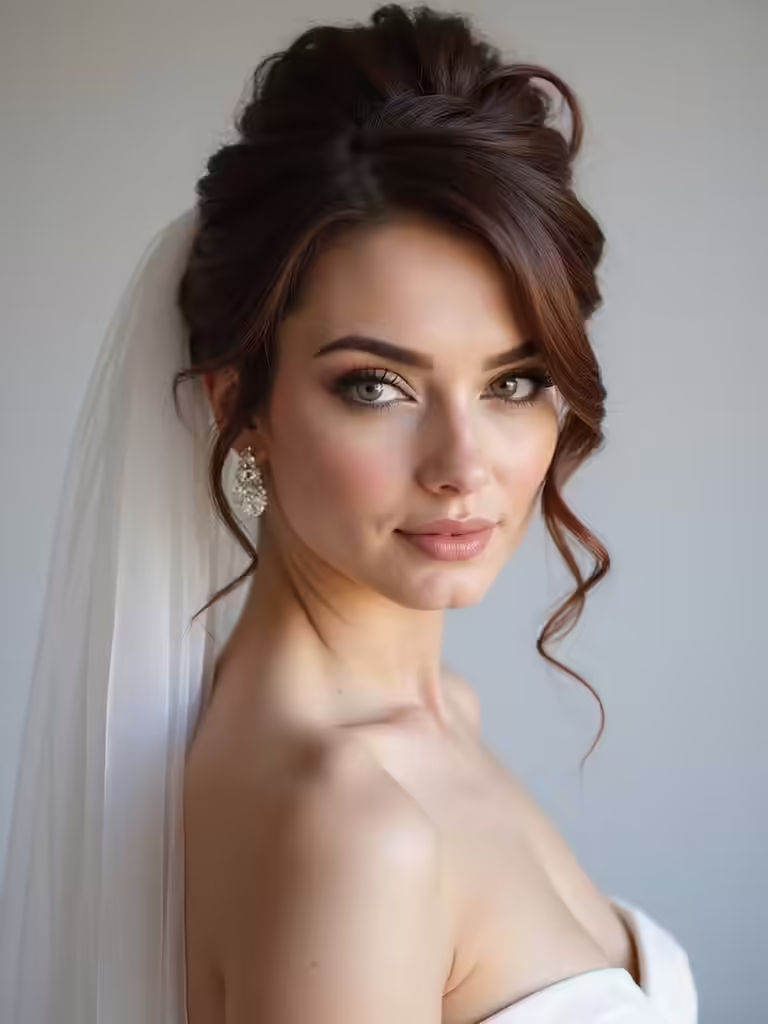 fairytale bridal updo veils