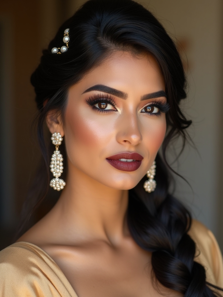 fishtail braid threaded with pearls