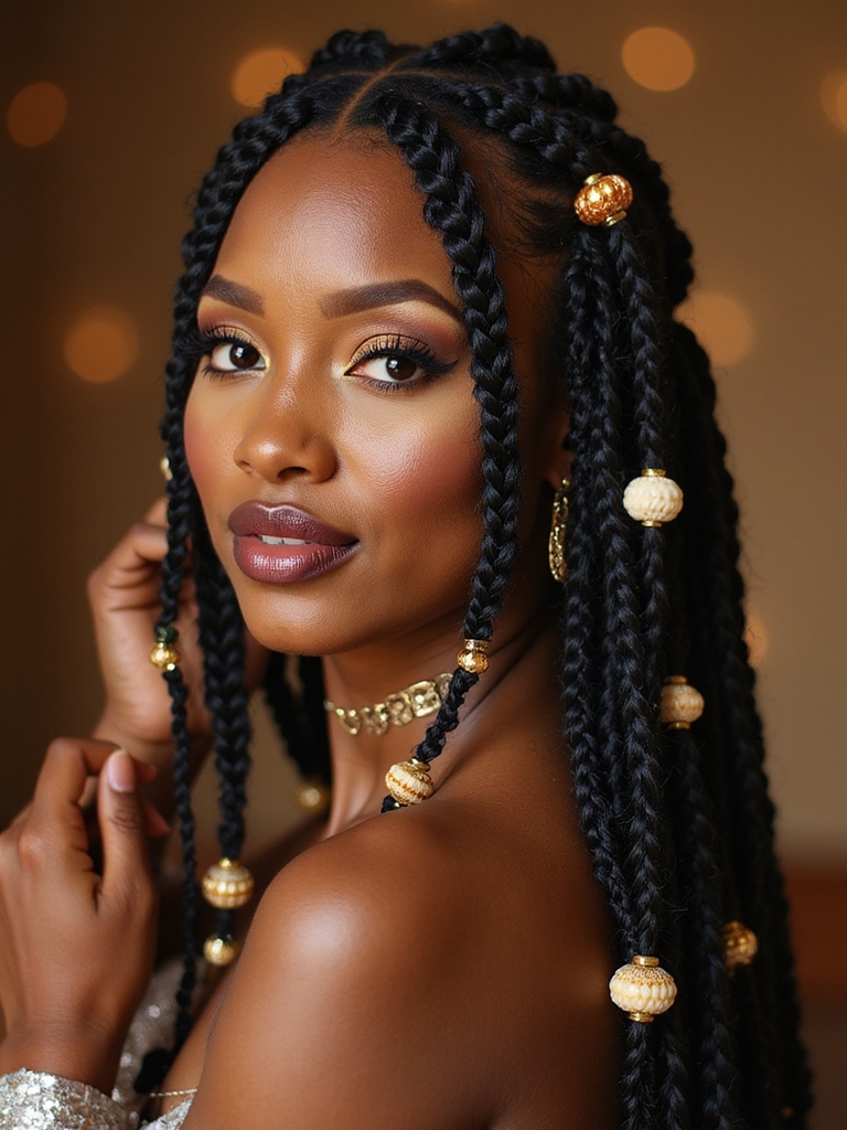fulani braids with embellishments