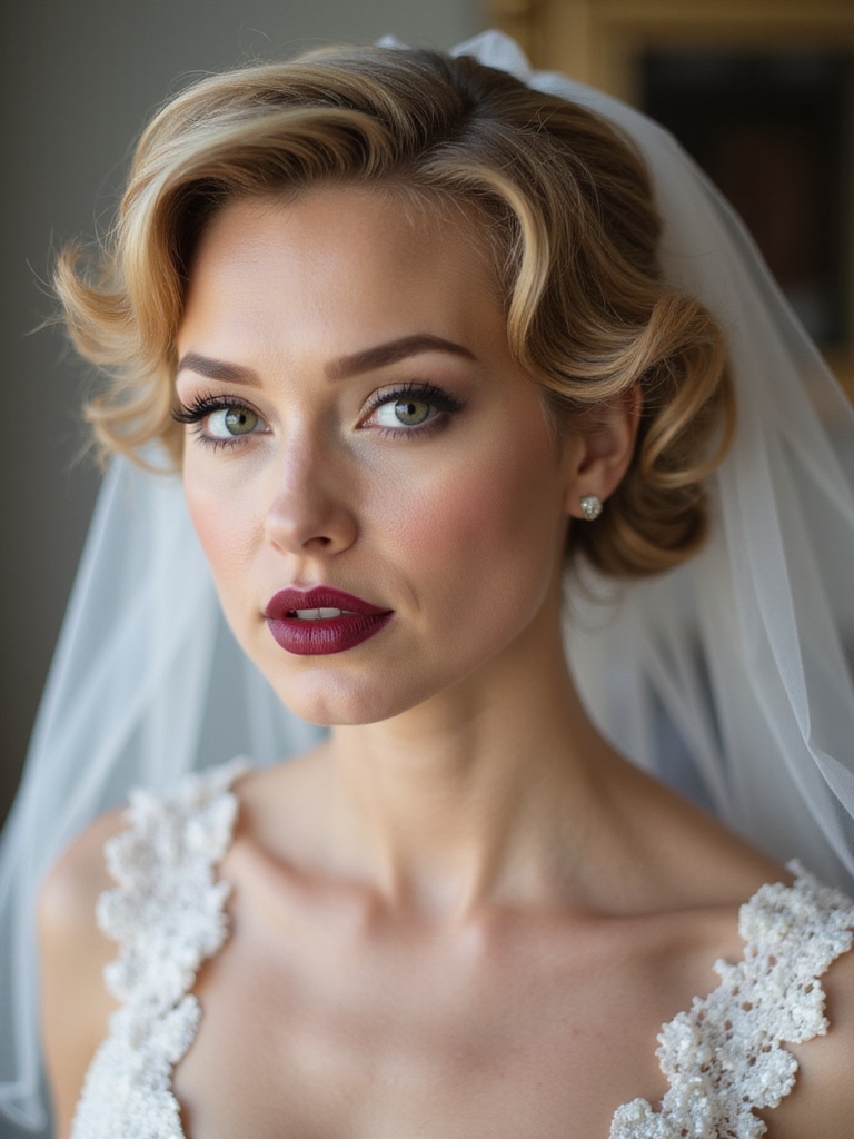 glamorous veil with finger waves