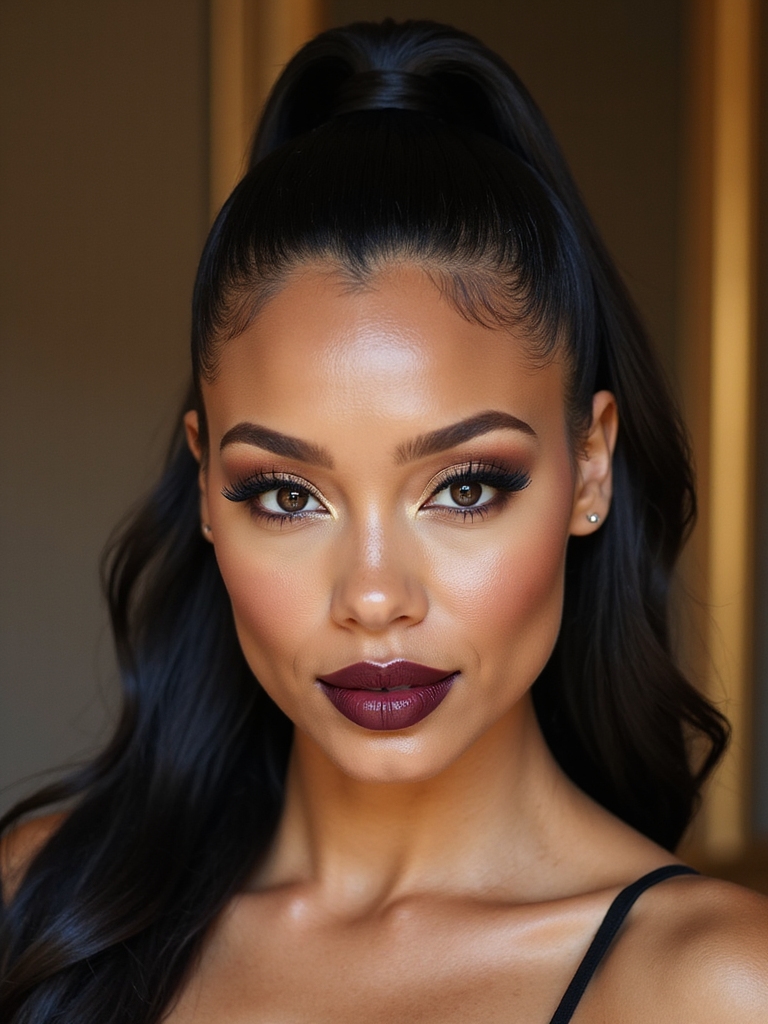 glossy high ponytail elegance