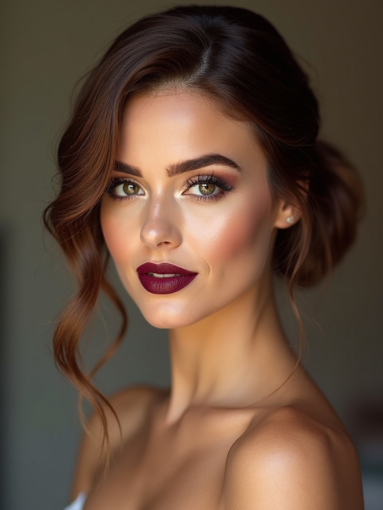 glossy low bun elegance