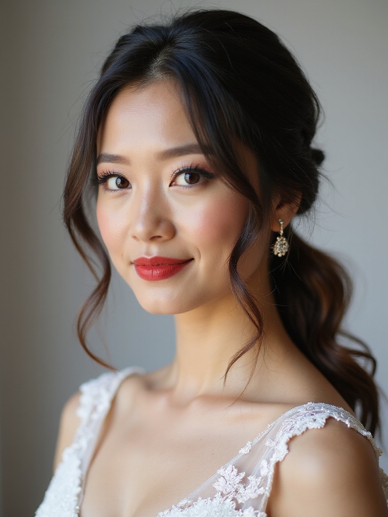 glossy low ponytail elegance