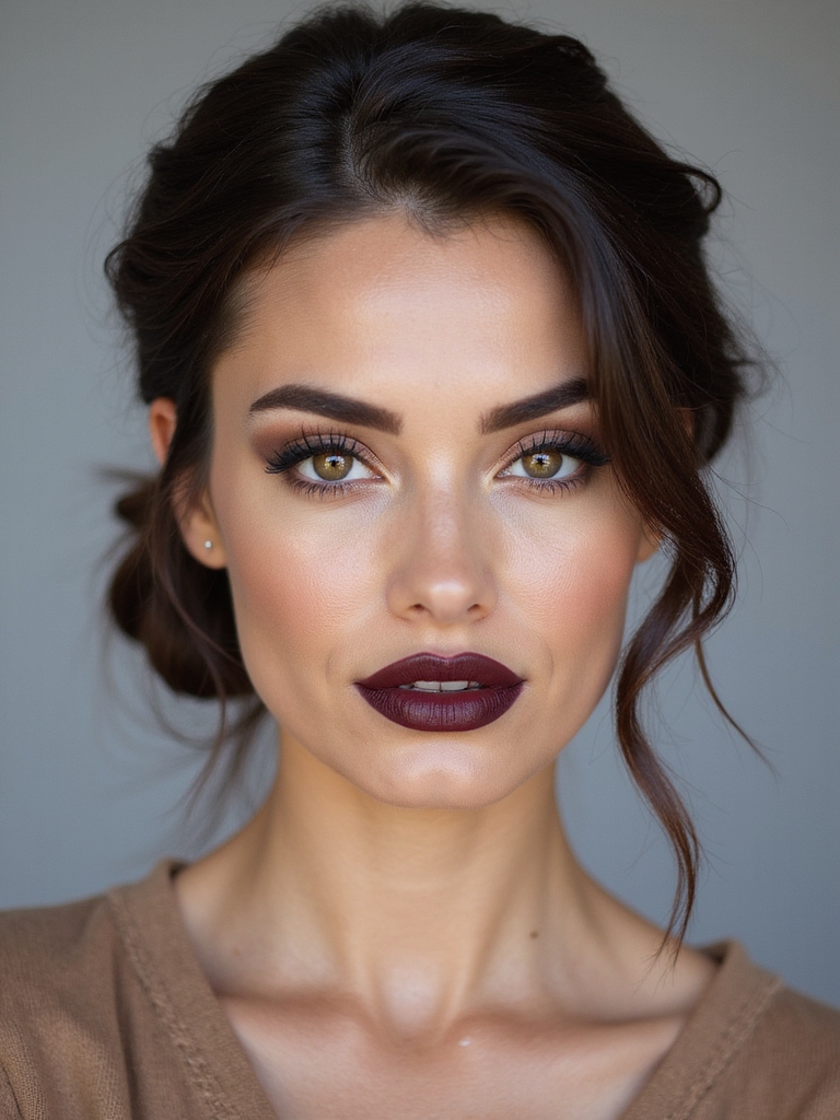 glossy sleek low bun