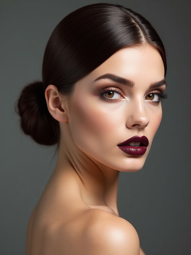 glossy sleek low bun