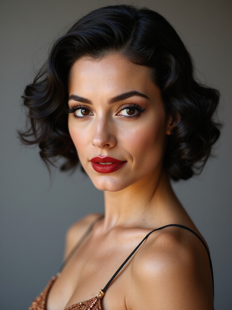 glossy vintage finger wave bridal