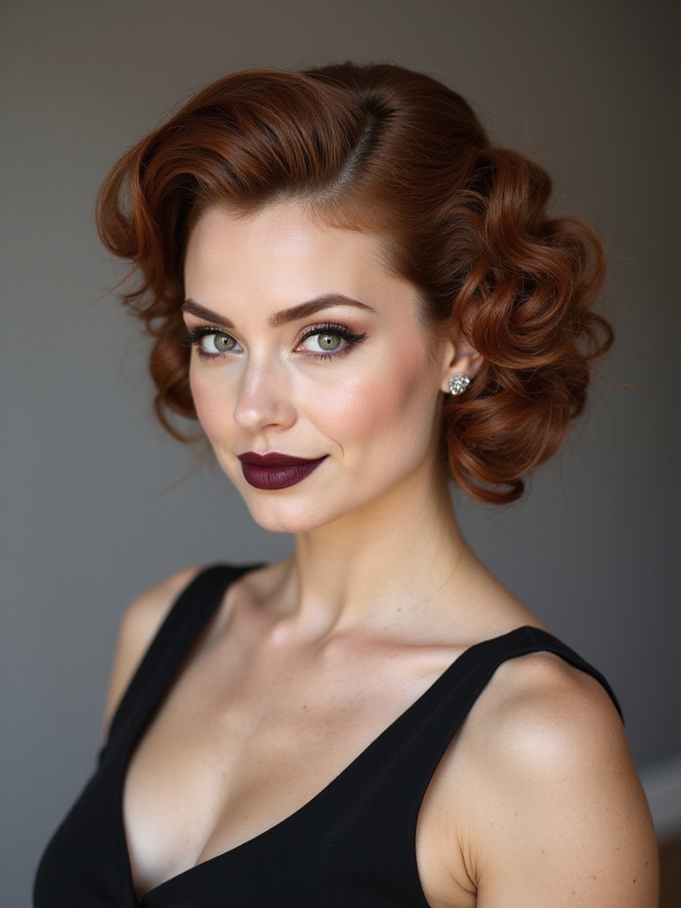 glossy vintage finger wave updo