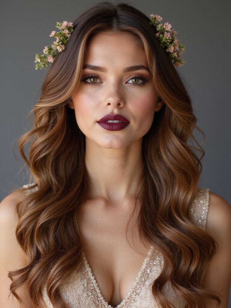 half up floral cascade hairstyle