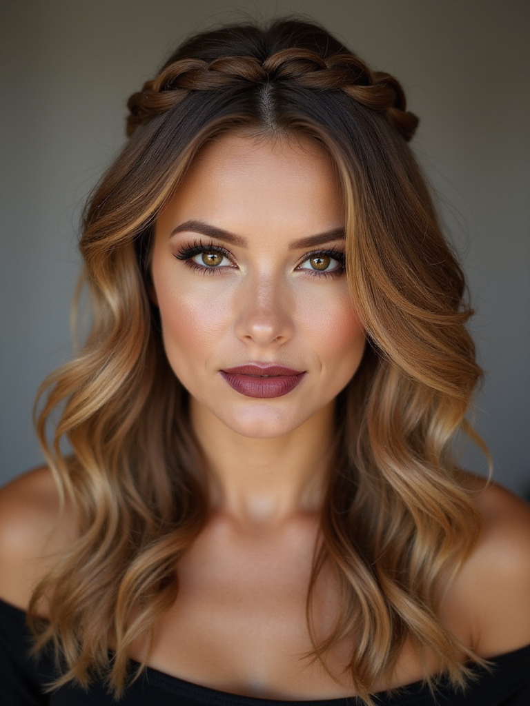 half up romantic braided crown