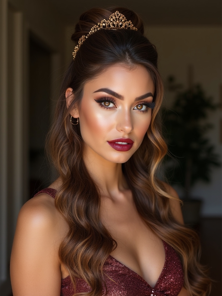half up twist floral halo