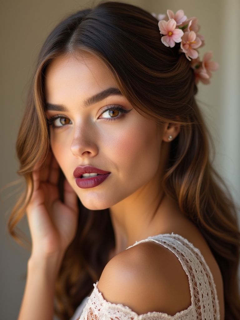 half up twisted floral hairstyle