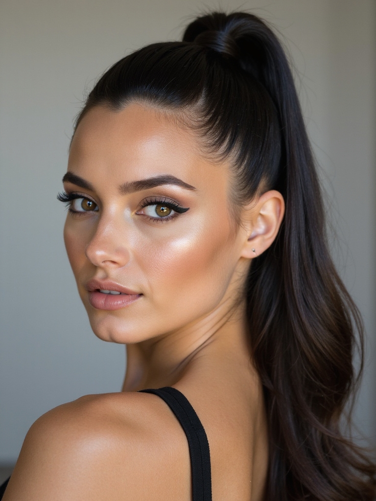 high polished gleaming ponytail crown