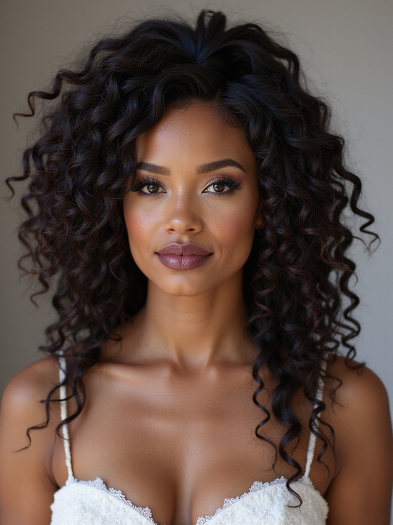 high ponytail with curls