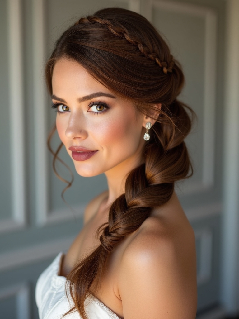 intricate braided low ponytail
