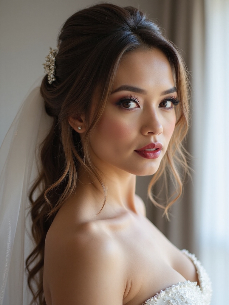 long braided low bun