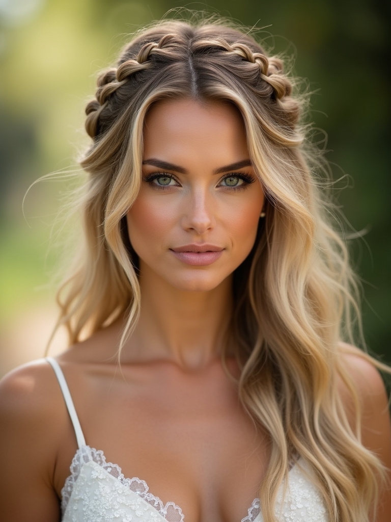 loose braided floral half up