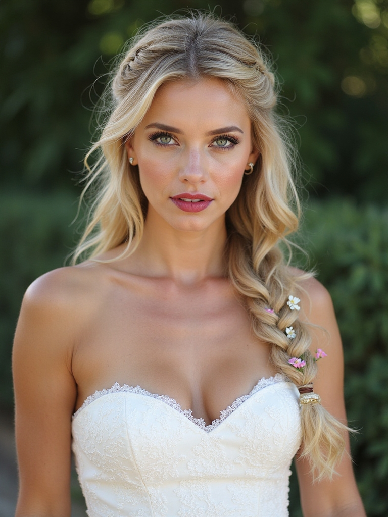 loose braided side with florals