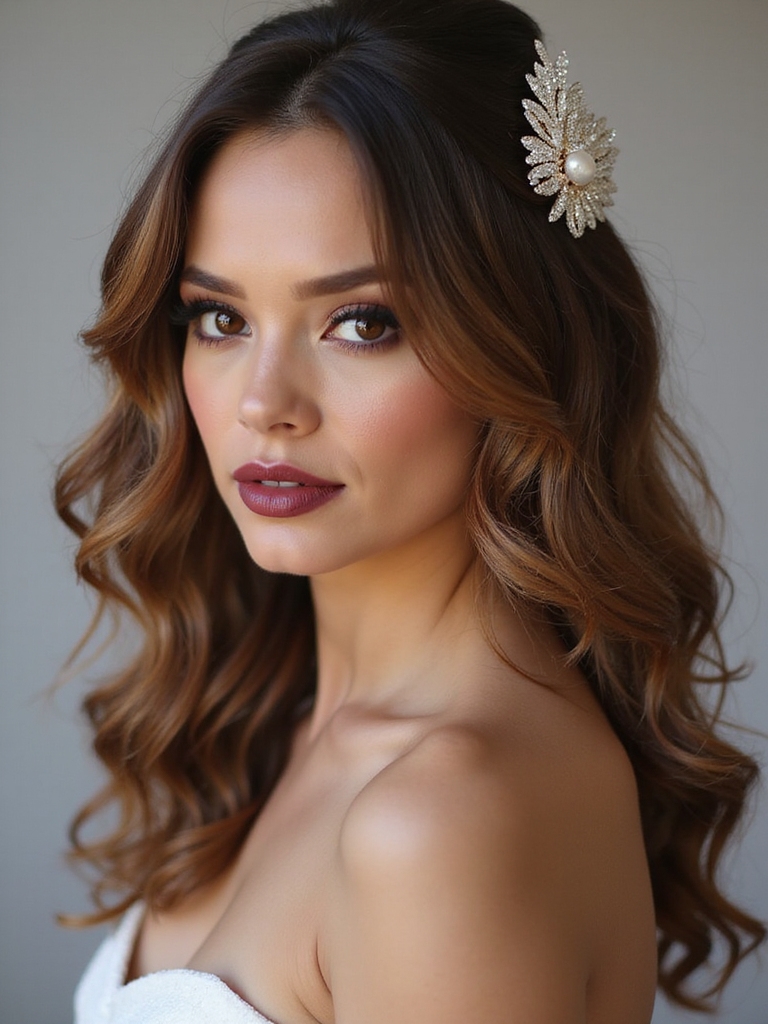 loose curls with embellishments