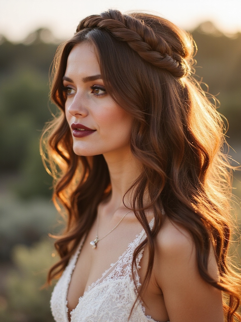 loose flower adorned crown braid
