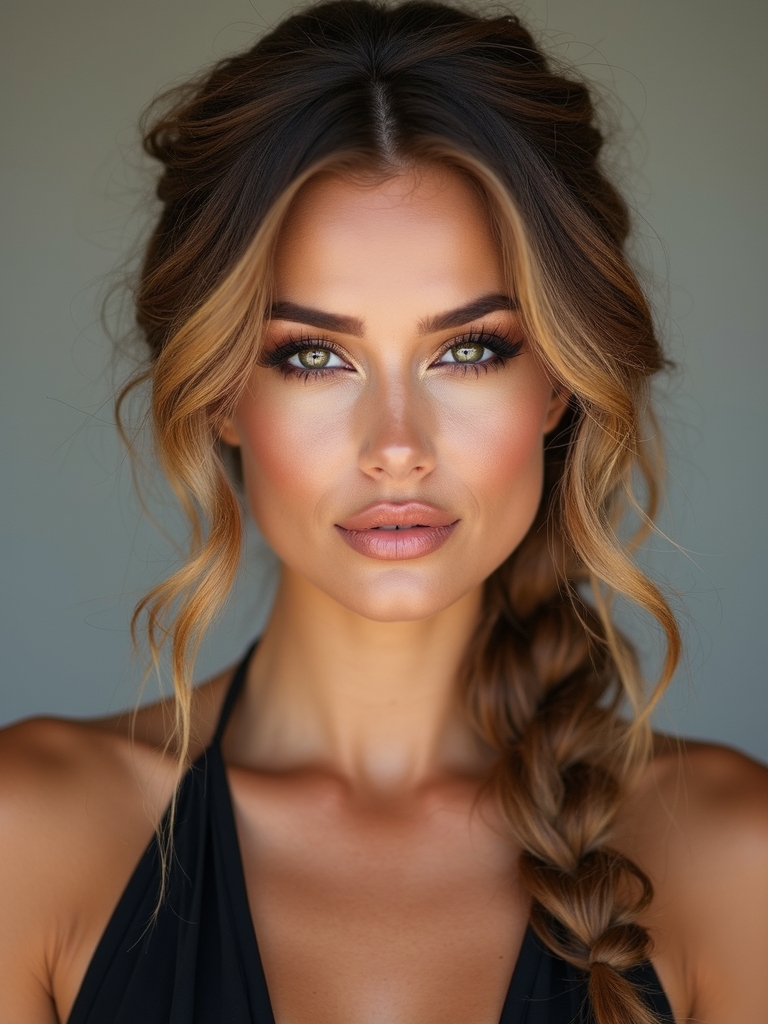 loose romantic braided side bun