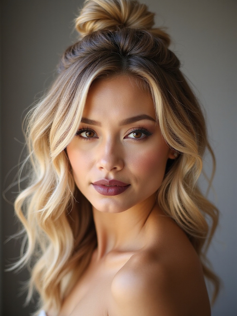 loose romantic half up hairstyle