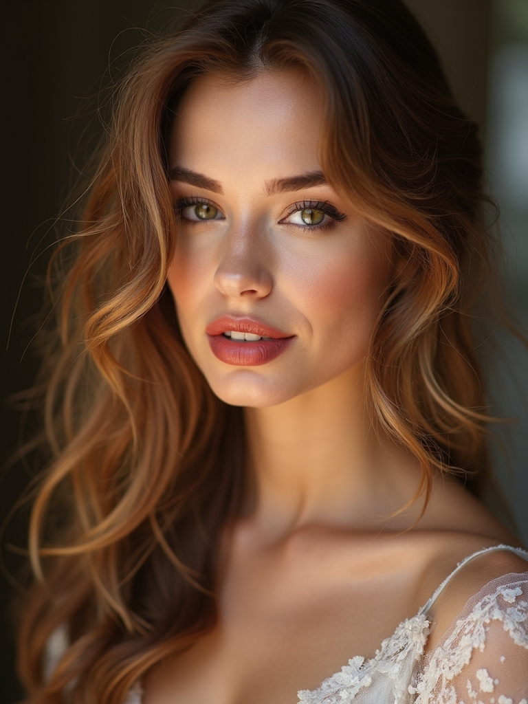 loose romantic side swept curls
