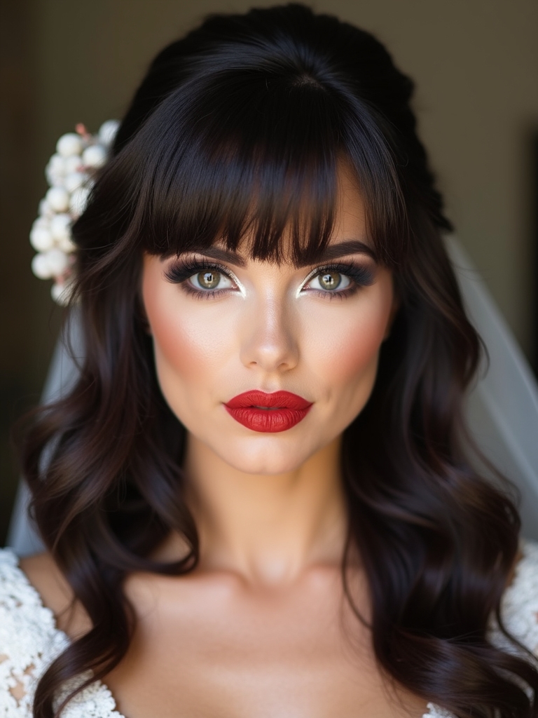 loose waves with chic bangs