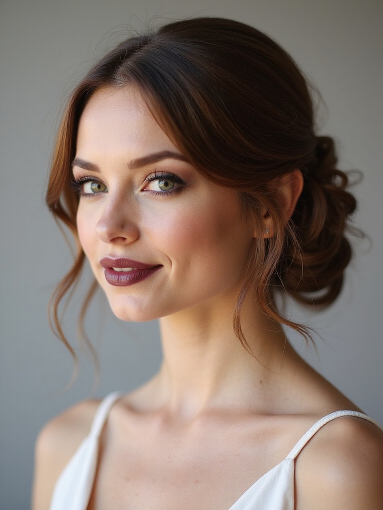 low chignon with tendrils