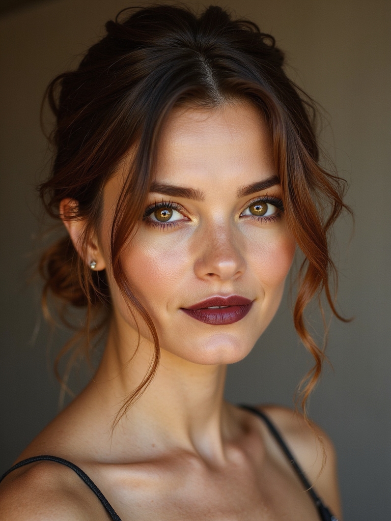 low messy bun with tendrils