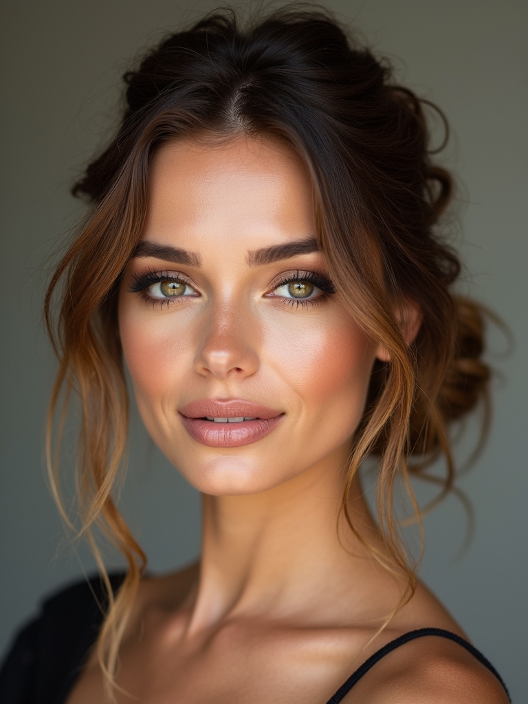 low messy bun with tendrils