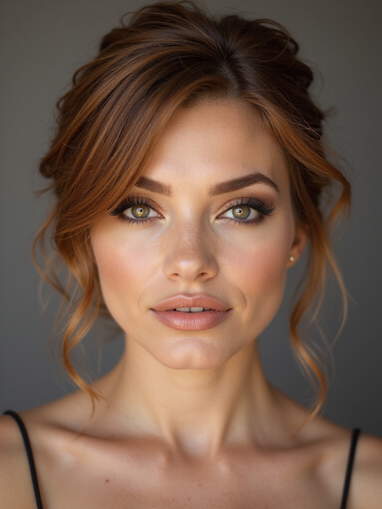 low messy bun with tendrils