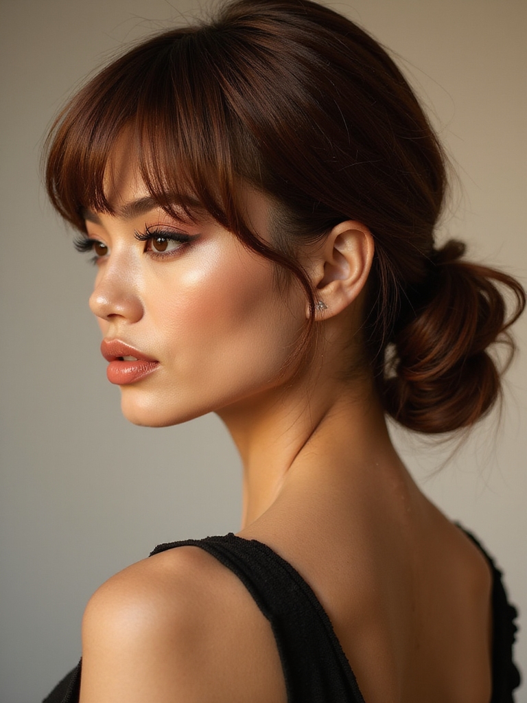 low nape bun side swept