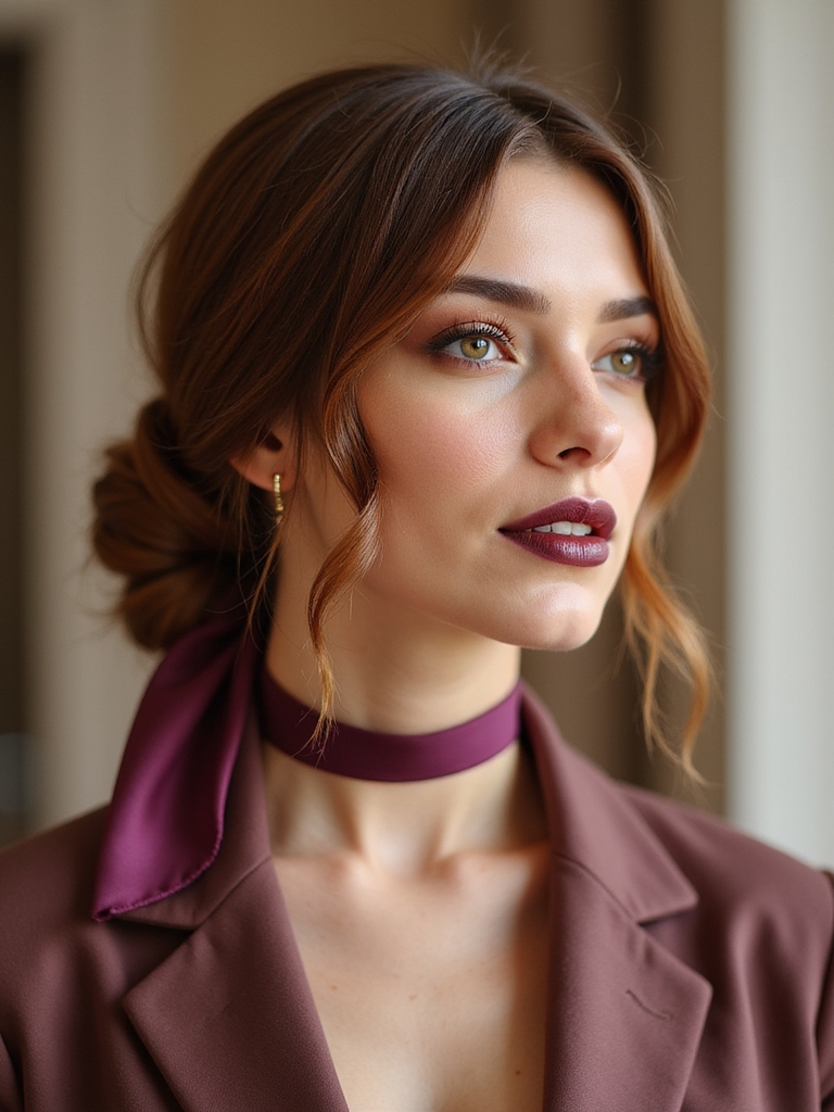 low nape ribbon tied bun