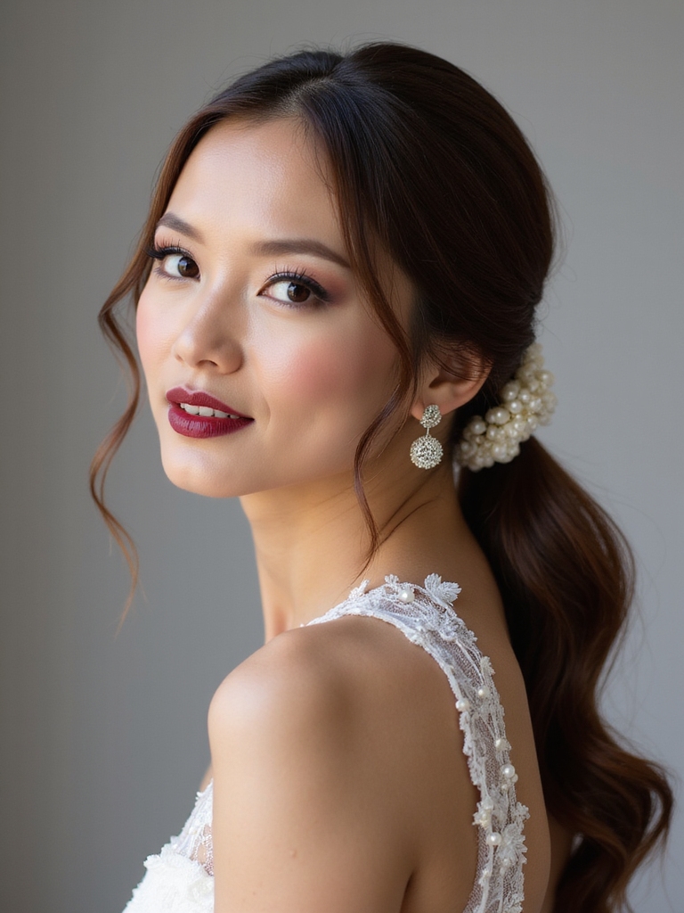 low pony with pearls