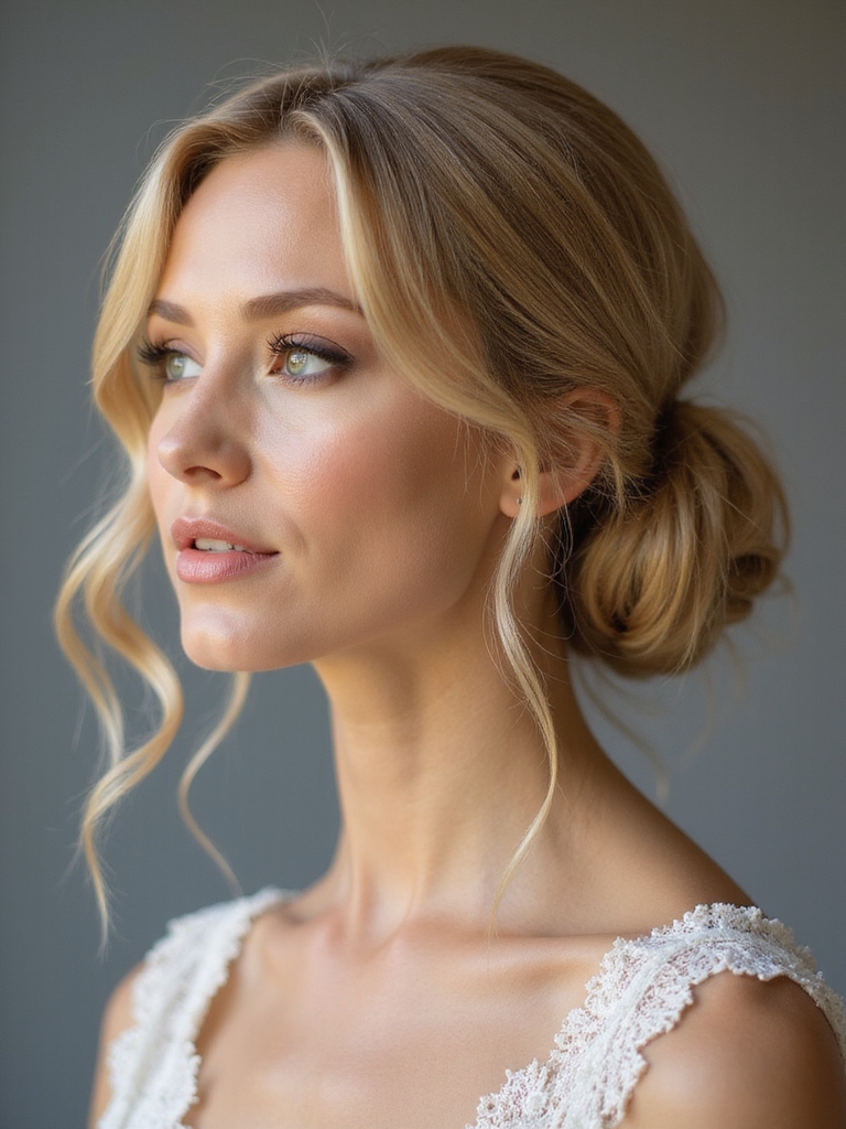 low sculpted pearl adorned chignon