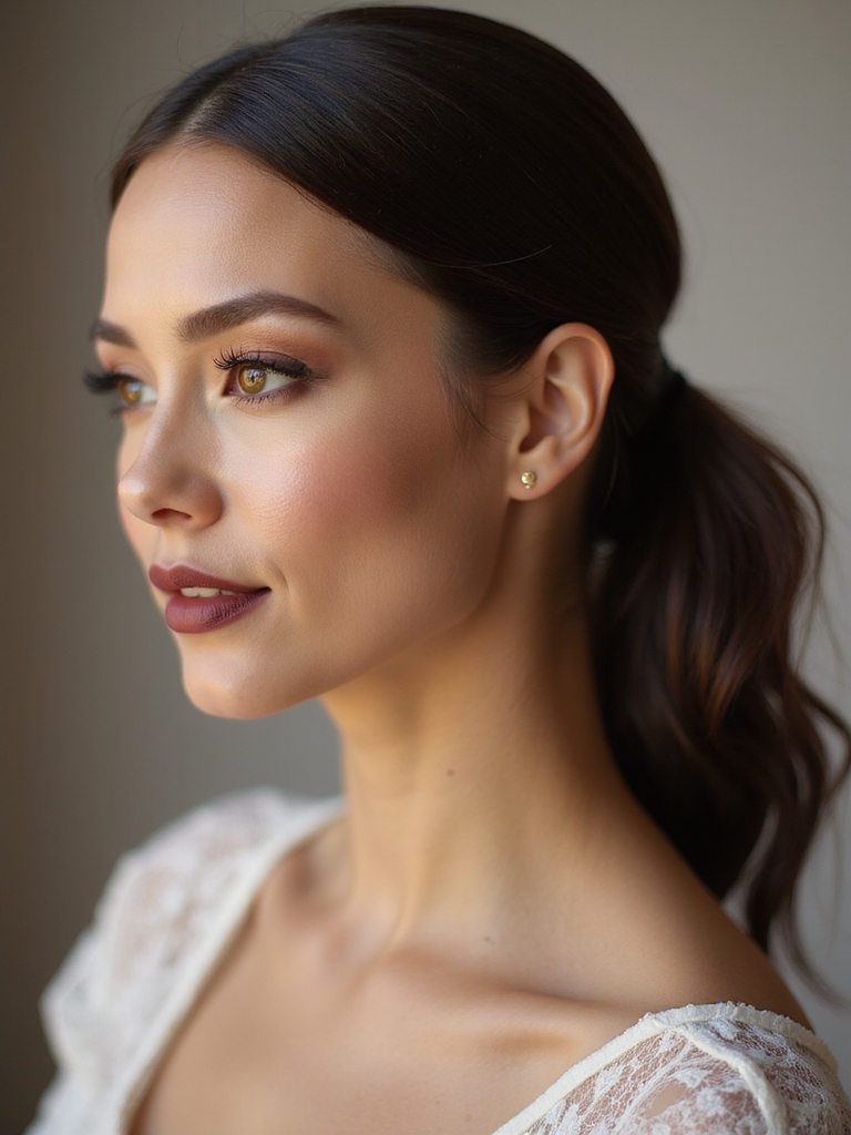 low sleek jeweled ponytail