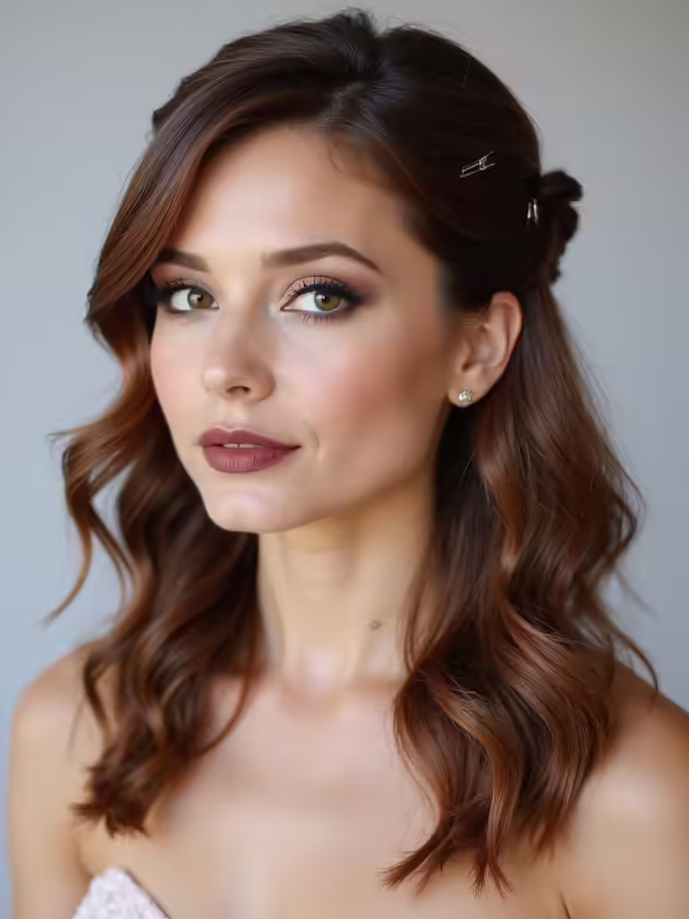 medium length half up bridesmaid hairstyles