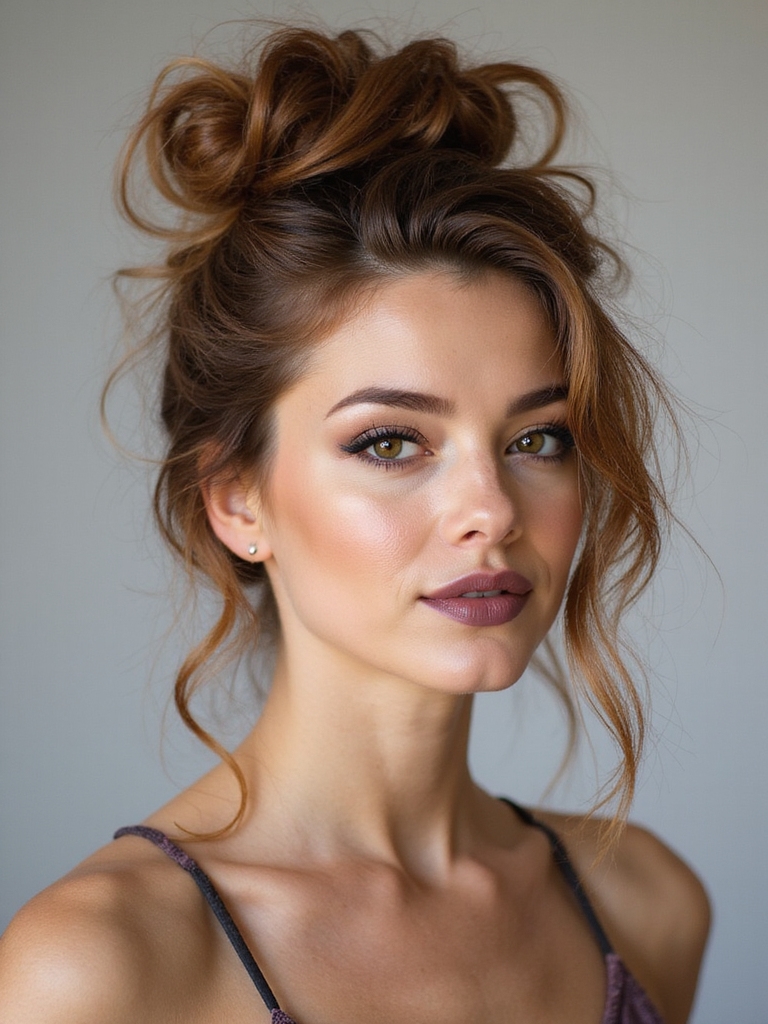 messy romantic textured updo