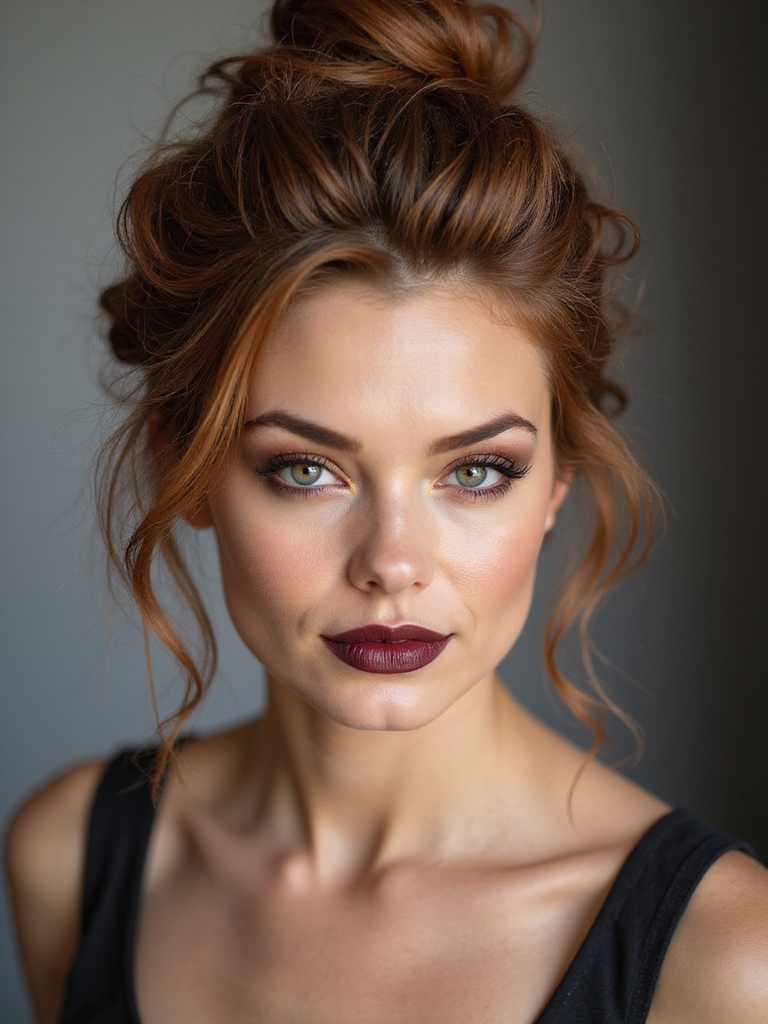 messy textured updo with tendrils