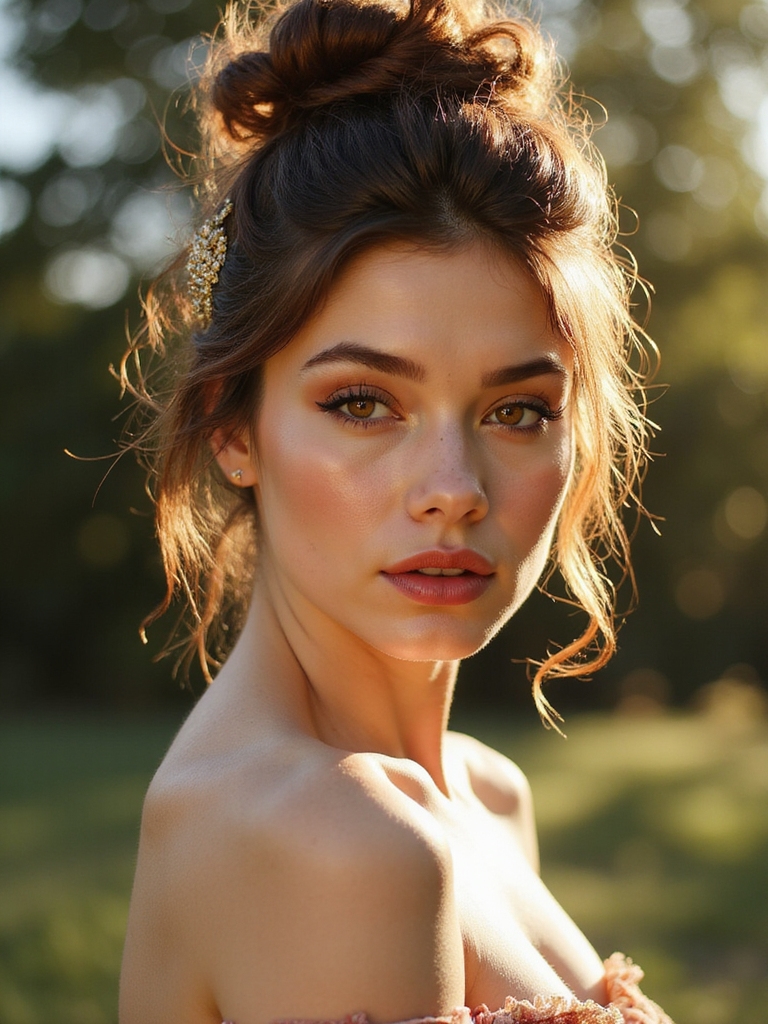messy top knot with pin