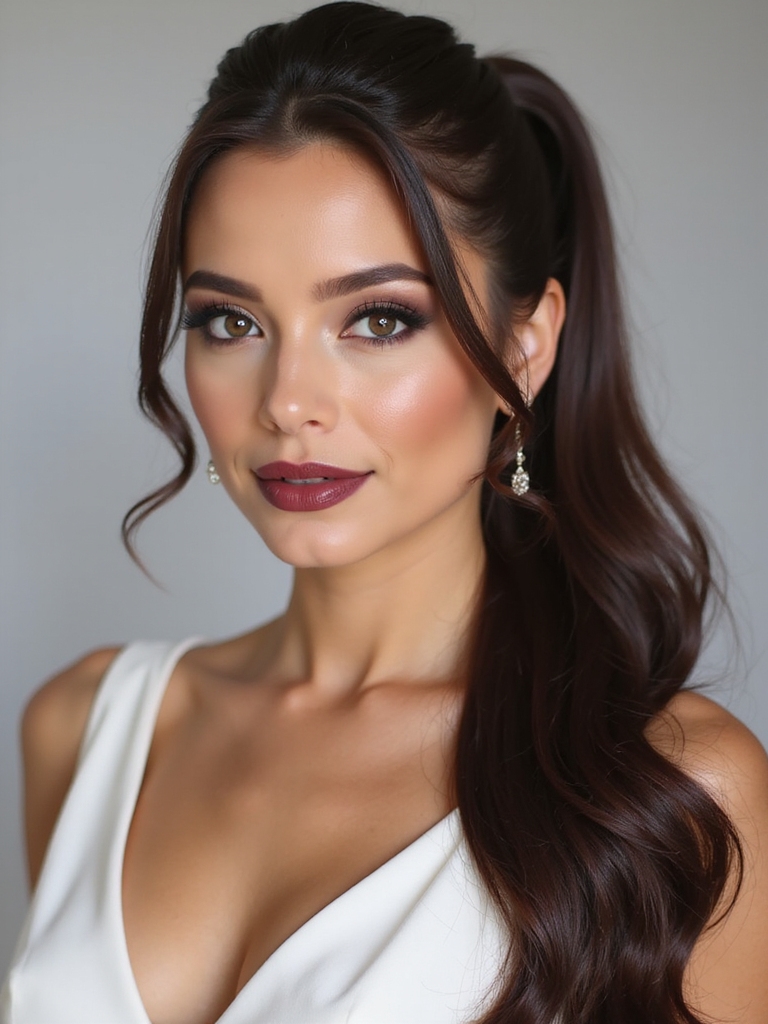 polished glossy high ponytail