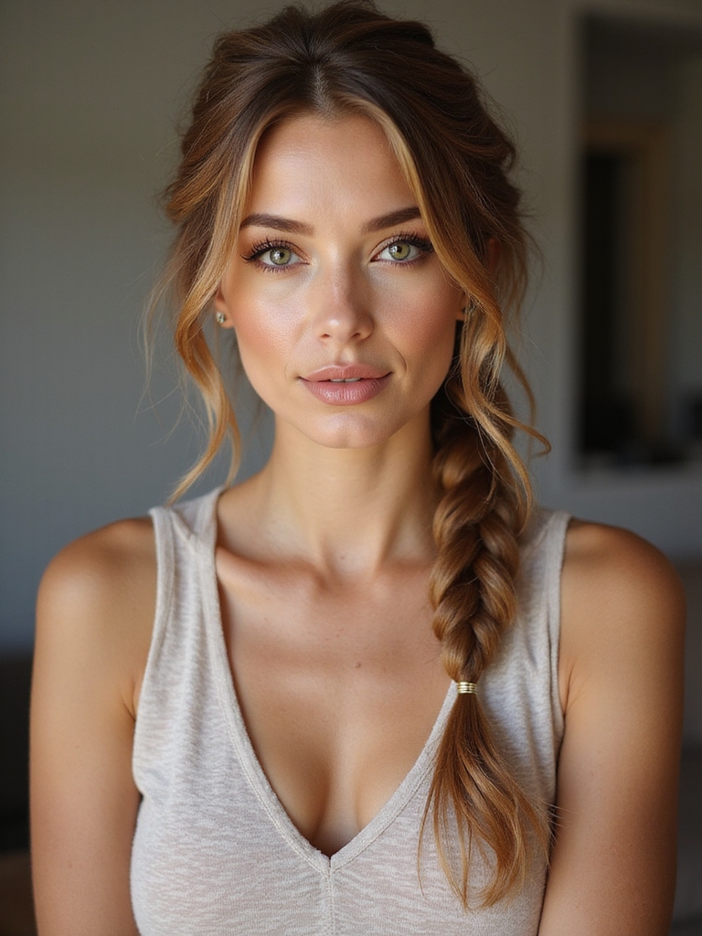 relaxed fishtail tucked bun