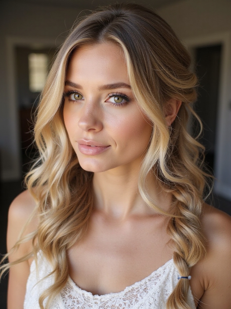 relaxed romantic braided hairstyle