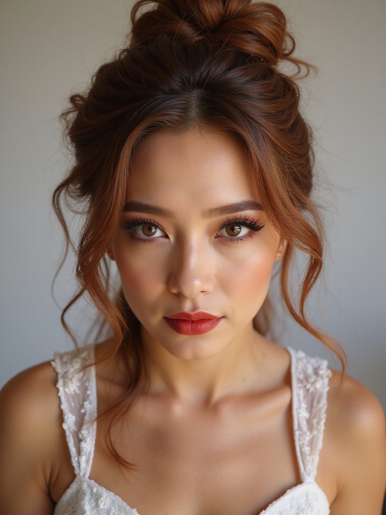 relaxed textured bun with wisps