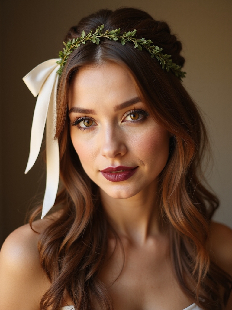 removable ribbon adorned braided crown