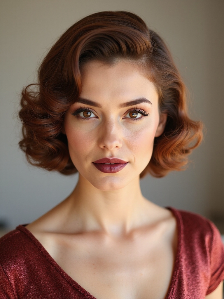 retro pin curls for shorthair
