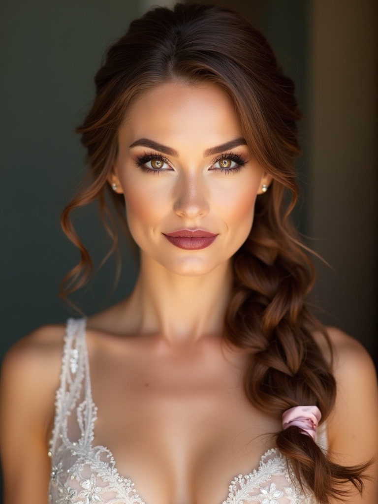ribbon smooth braided romantic ponytail