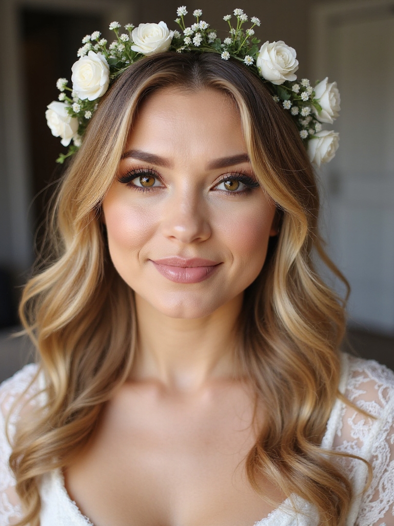 romantic floral wave hairstyle