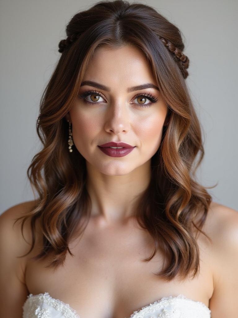 romantic half up braided twist